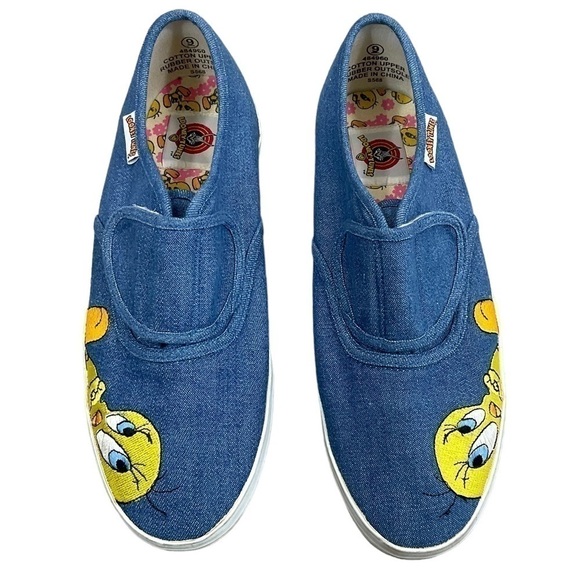 Looney Tunes Tweety Bird Vintage Slip On Shoes size 9 Vintage 1999 - Picture 1 of 14